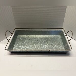 Crofton Metal Serving Tray Metal Trim With‎ Handles 19.5”x11.5”x3”